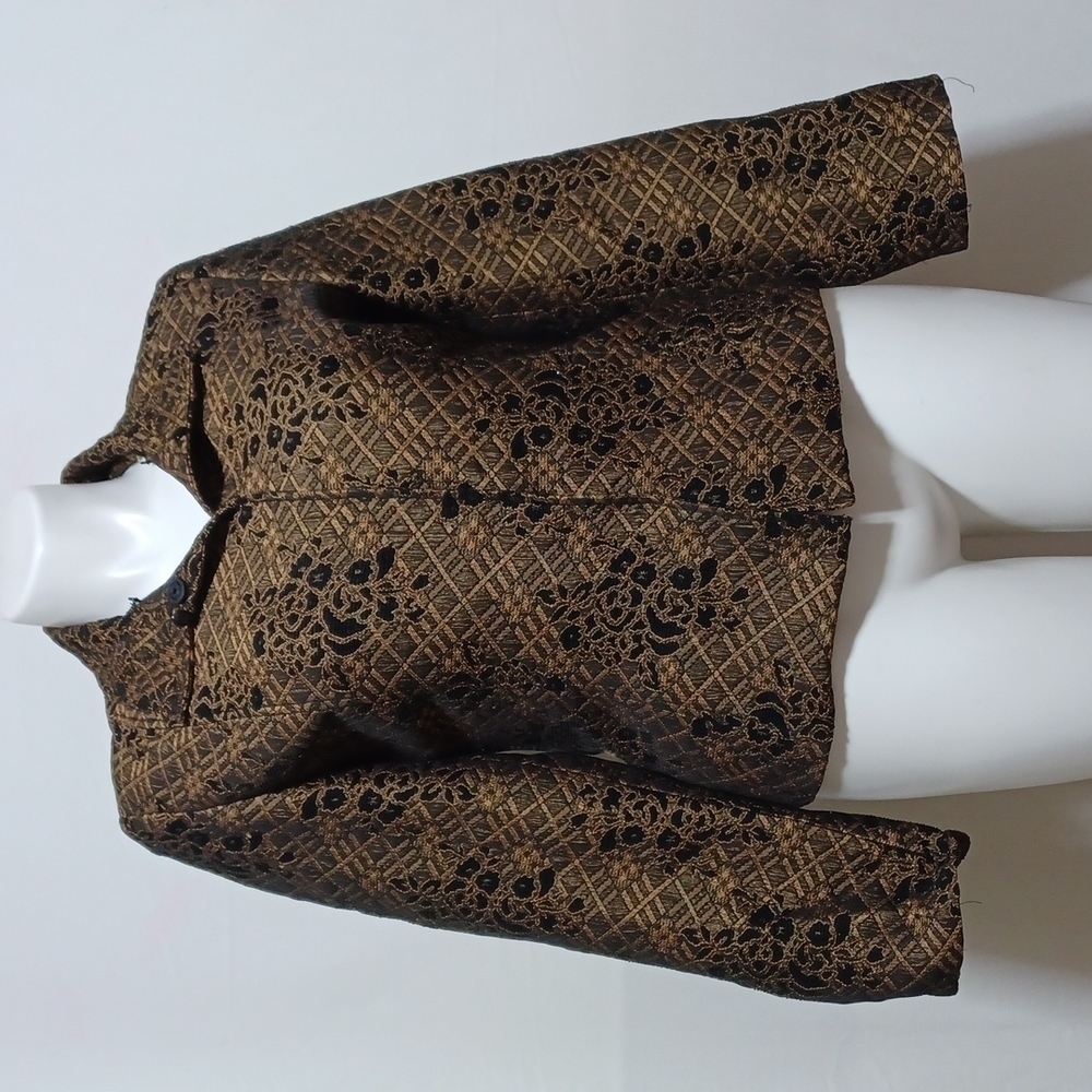 RUBY CHO WOMENS JACKET SIZE M IN A BEAUTIFUL BLACK AND GOLD COLOR